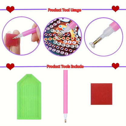 1 Acrylic Double-sided Super Flash Crystal Diamond Painting Captures Scenery Sun Moon Heart Tree Pattern DIY Wind Chimes