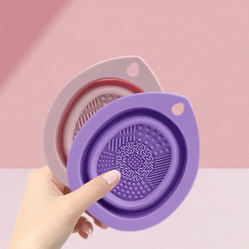 Silicone Makeup Brush Cleaner Folding Powder Puff Cleaning Bowl Eyeshadow Brushes Washing Soft Mat Beauty Tools Scrubber Box RELUX.STORE