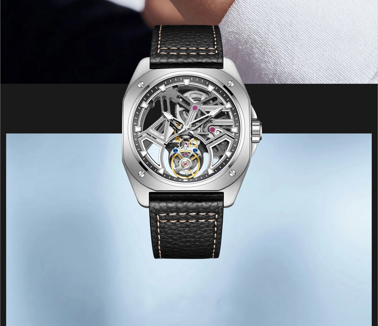 AESOP Tourbillon Watches For Men Mechanical Fashion Watch Waterproof Skeleton Tourbillon Movement Sapphire Mirror Official Store