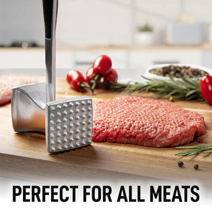 LMETJMA Meat Tenderizer Hammer with Comfortable-Grip Handle Zinc Alloy Meat Hammer Tenderizer Kitchen Meat Mallet Pounder JT329