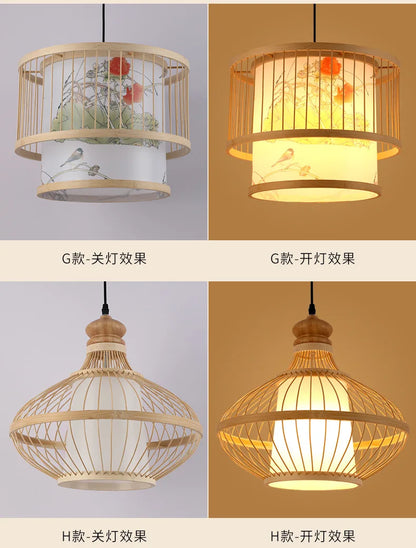 Neo-Chinese Style Handmade Bamboo Chandeliers-Modern Retro Lighting for  Restaurants Hot Pot Tea Rooms B&Bs