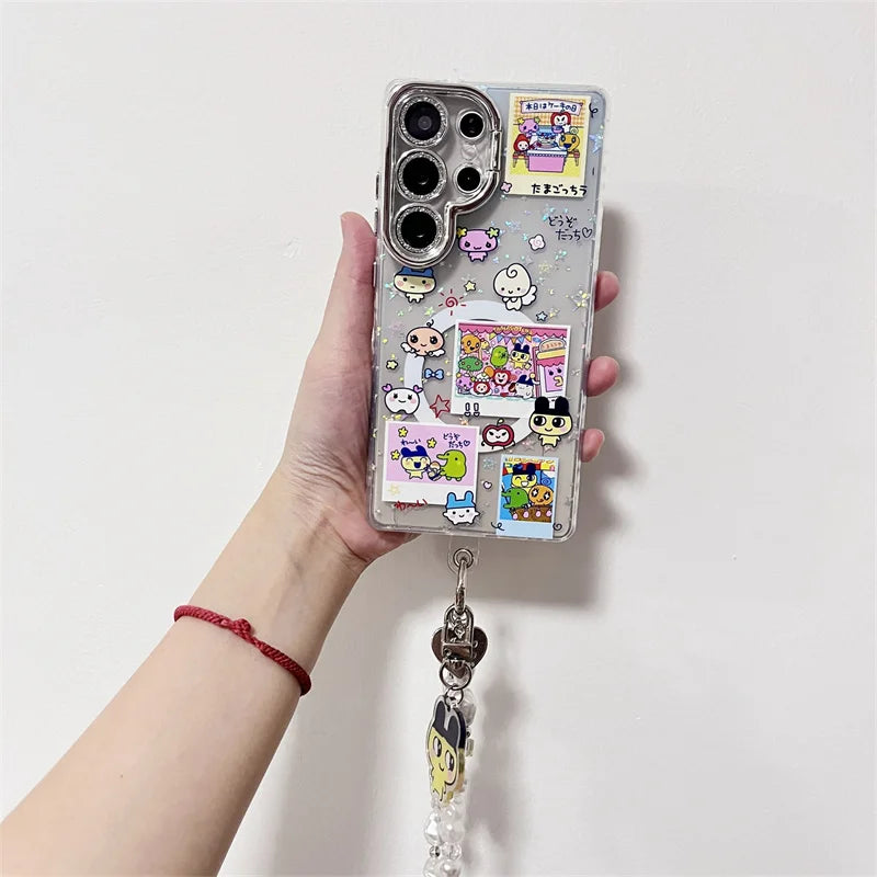 Kawaii Angel Baby Animal Phone Case For Samsung Galaxy S25 Ultra 24 Plus S23 S25 Edge Cover with Stand Chain Cute Magnetic Cases