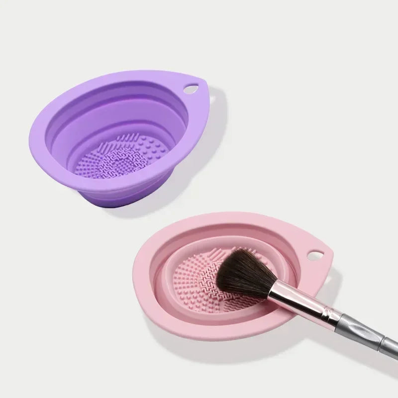 Silicone Makeup Brush Cleaner Folding Powder Puff Cleaning Bowl Eyeshadow Brushes Washing Soft Mat Beauty Tools Scrubber Box RELUX.STORE