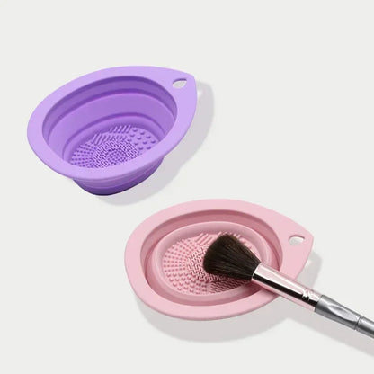 Silicone Makeup Brush Cleaner Folding Powder Puff Cleaning Bowl Eyeshadow Brushes Washing Soft Mat Beauty Tools Scrubber Box RELUX.STORE