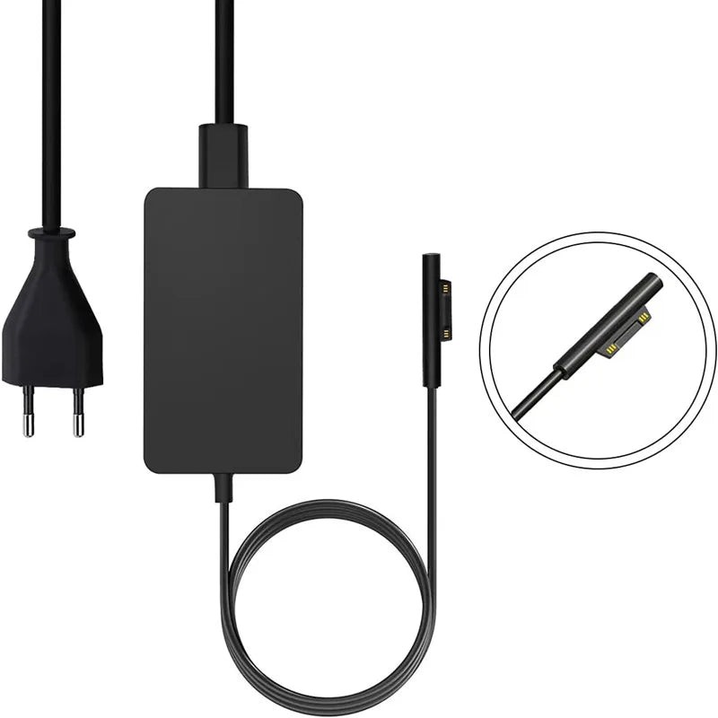 “65W 15V 4A Power Adapter for Microsoft Surface Pro/Go/Book – Fast Laptop Charger for Surface Pro 4/5/6/7/8/9, Go 1/2/3, Book 1/2/3/4 | Compatible with Models 1866, 1867, 1706, 1800, 1796”