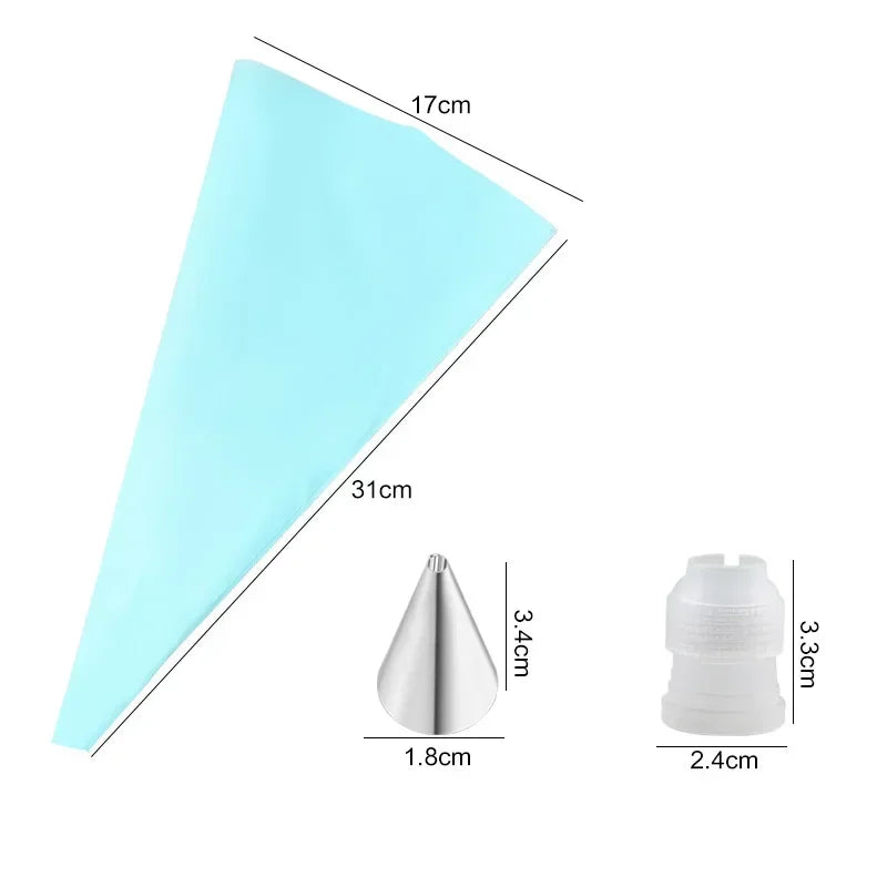 Multifunctional Cake Decorating Tools Silicone Pastry Bag Stainless Steel Cake Mouth Reusable Silicone Bag Tools Pastry Nozzle