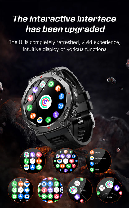 T-Rex 3 GPS Smart Watch 5ATM Waterproof 1.43 inch AMOLED HD Screen BT Call Flashlight Military Sport Smartwatches Men 2025 New