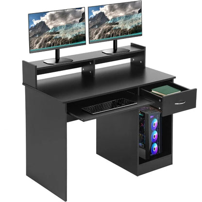 Office Desk, Computer Desk with Drawers Keyboard Tray 43" Study Writing Desks for Home with Storage Shelves, Desks