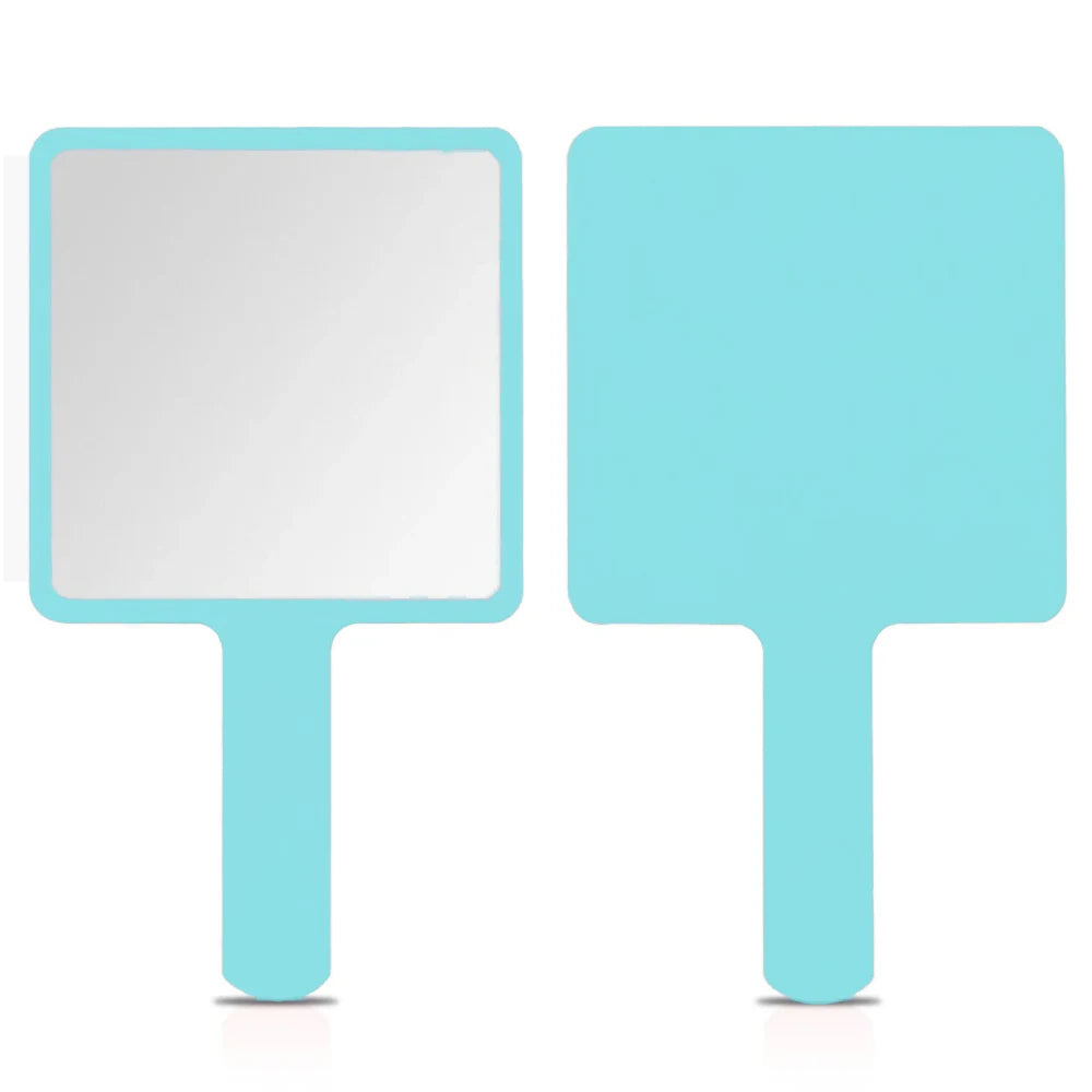 1Pcs Plastic Handle Handheld Makeup Vanity Mirror Portable Square Eyelash Extension Mirror Women Cosmetic Beauty Salon Supplies RELUX.STORE