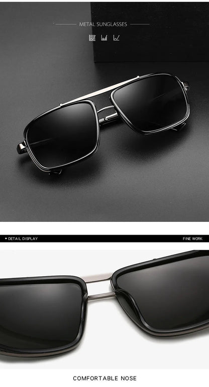 New Sunglasses Punk Sunglasses New Men's Square Uv400 Twin-beam Aviator Sunglasses RELUX.STORE