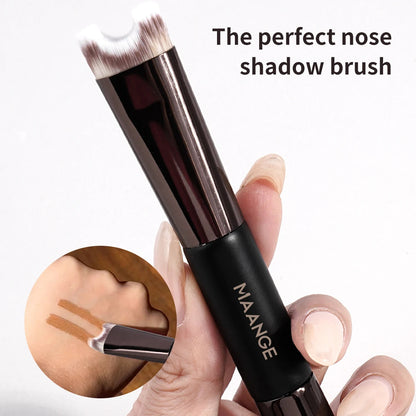 MAANGE Nose Contour U-Shaped Makeup Brush for Sculpting And Defining Double Head Foundation Highlighter Brush Nose Shadow Brush RELUX.STORE