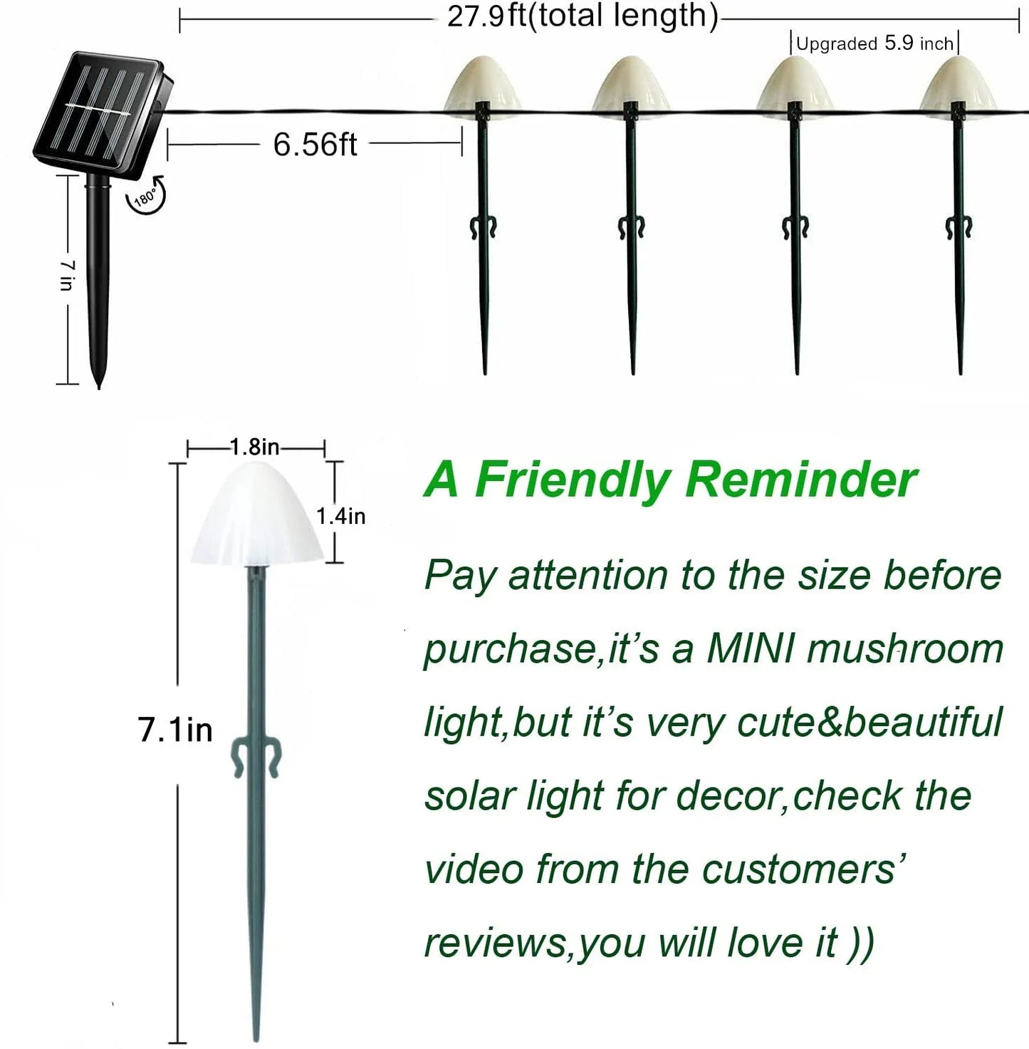 10 LED Solar Mushroom Lights Outdoor Waterproof Decorative Street Lights for Lawn Garden Patio Christmas Holiday Decoration