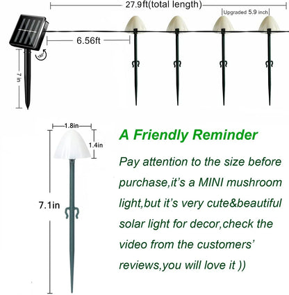 10 LED Solar Mushroom Lights Outdoor Waterproof Decorative Street Lights for Lawn Garden Patio Christmas Holiday Decoration