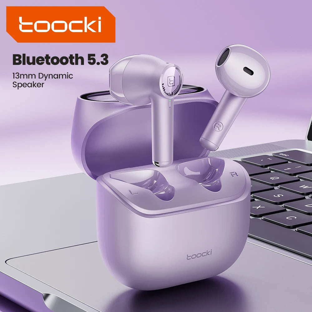 Toocki ENC Bluetooth 5.3 Headphones TWS HiFi Sound Stereo Earphones with Mic Wireless Waterproof In-Ear Headset for Mobile Phone RELUX.STORE