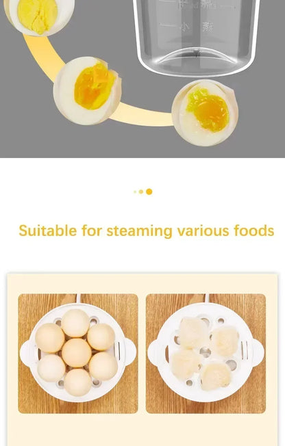 Multifunctional Electric Egg Cooker Steamer - Double Layer for Boil, Poach, Steam Eggs & Veggies, Compact Breakfast Appliance
