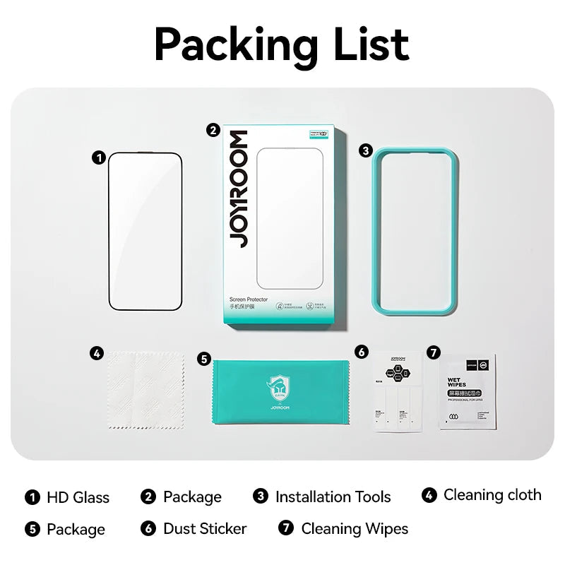 Joyroom 3/2/1PCS HD Glass For iPhone 17 16 15 Pro Max Screen Protector Full Screen Tempered Glass Protection For iPhone 17 16 15 RELUX.STORE