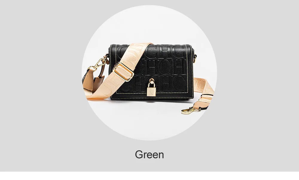 Fashion Design Model Metal Accessories Buckle Women's Shoulder Bag Luxury Brand 2025 Fashion Solid Colour Printed Head Bag RELUX.STORE