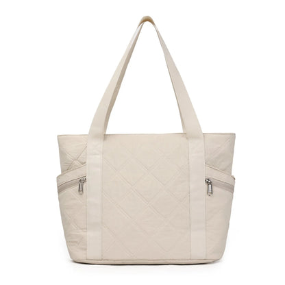 Ladies' Handbag, Cotton Plaid Tote Bag, Quilted and Filled Yoga Fitness Bag, Travel Commuter Shoulder Bag