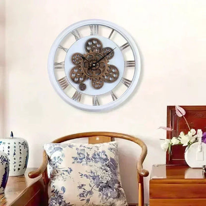 Industrial Gear Wall Clock with Rotating Gear Decoration - Antique Style and Quiet Movement RELUX.STORE