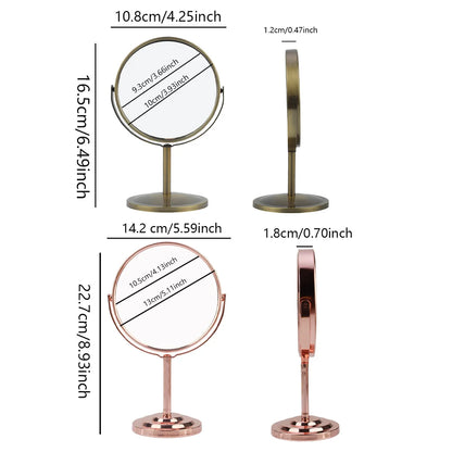 3/4/5in Double-Side Makeup Mirror With 2X Magnification Clear Reflection And Easy To Carry Desktop Vanity Mirror With Stand