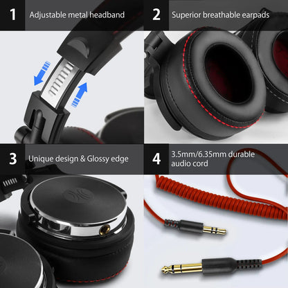 Oneodio Wired Headphones Professional Studio DJ Headphone With Microphone Over Ear Hi-Res Headset Monitoring For Music Phone RELUX.STORE