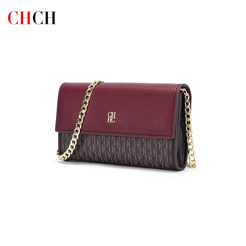 CHCH Women's Shoulder Bag New Magnetic Flip Chain Bag Brown Small Square Bag Wallet RELUX.STORE