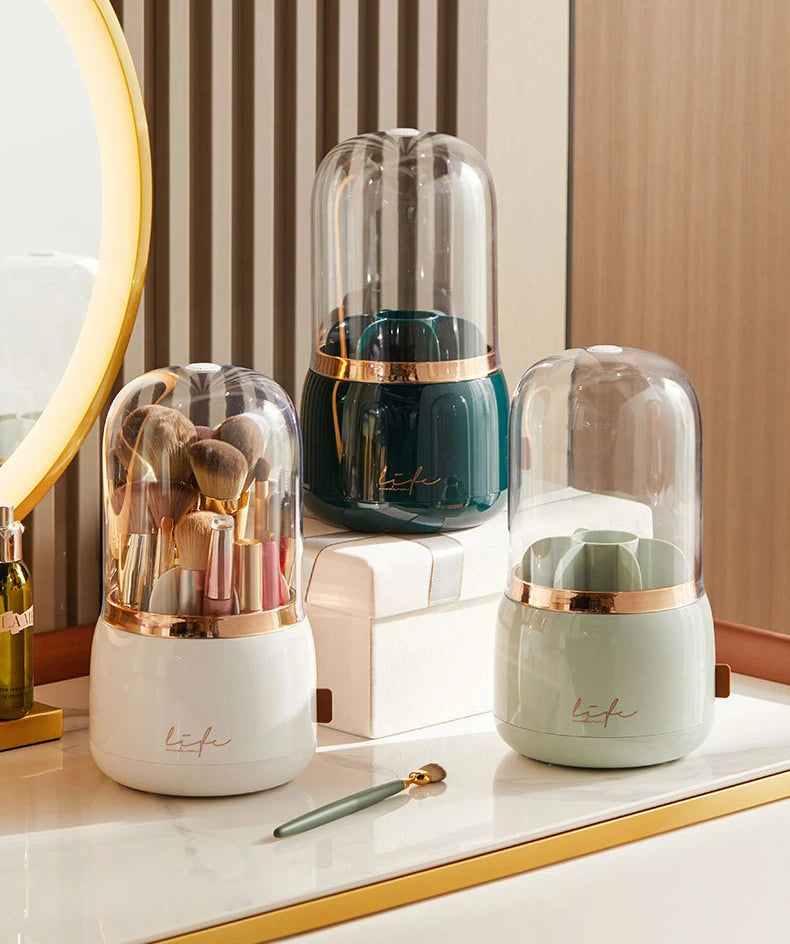 360° Rotating Makeup Organizer Brush Holder Cosmetic Storage Box Pen Case Lipstick Organizer - Clear Plastic Makeup Storage RELUX.STORE