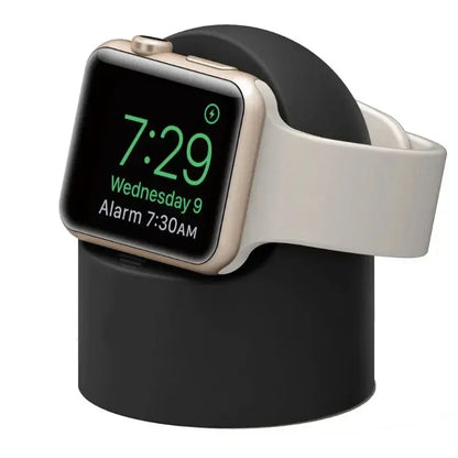 “Apple Watch Charger Stand – Durable Silicone Dock for iWatch Ultra/8/SE2/7/6/SE/4/3 (38–49mm) | Nightstand Mode Compatible | Stable Fast Charging Dock for All Apple Watch Models”
