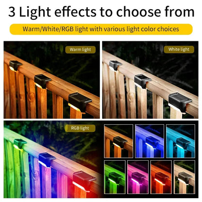 1-8 Pack Led Solar Step Lights Outdoor Fence Garden Lamp for Stairs Yard Patio Pathway Deck 3 Colors Waterproof RGB Sunlight RELUX.STORE