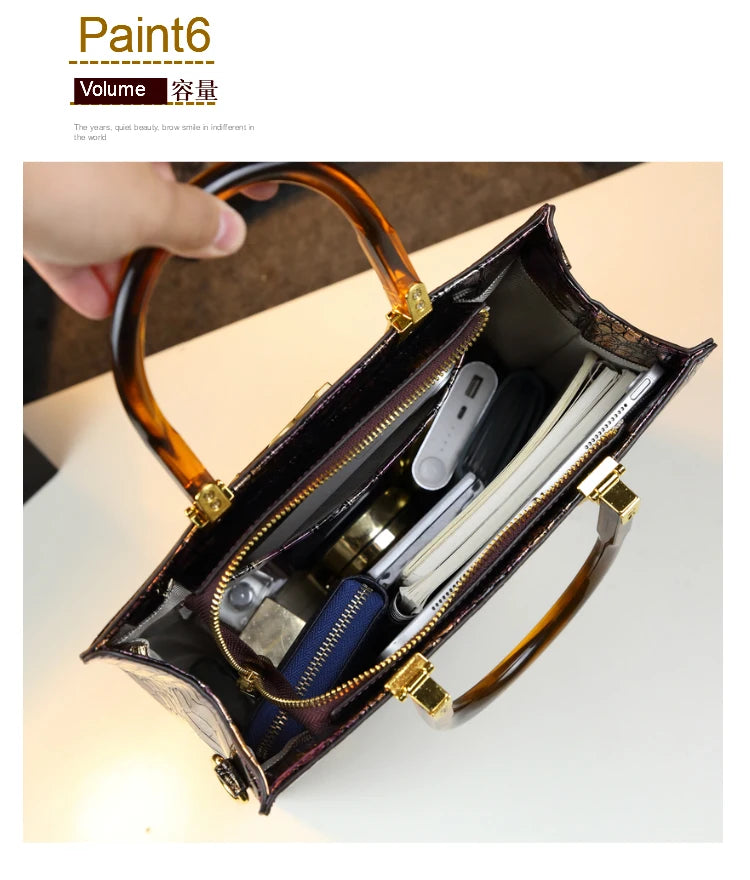 2025 New Arrival All-match Crocodile Pattern Atmospheric Middle-aged Women's Bag Large Capacity Portable Tote Bag Handbags RELUX.STORE