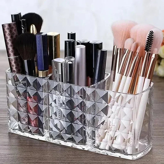 Clear Acrylic Makeup Brush Holder Desk Cosmetic Organizer Lipstick Storage Box Nail Polish Display Stand Rack Jewelry Case RELUX.STORE