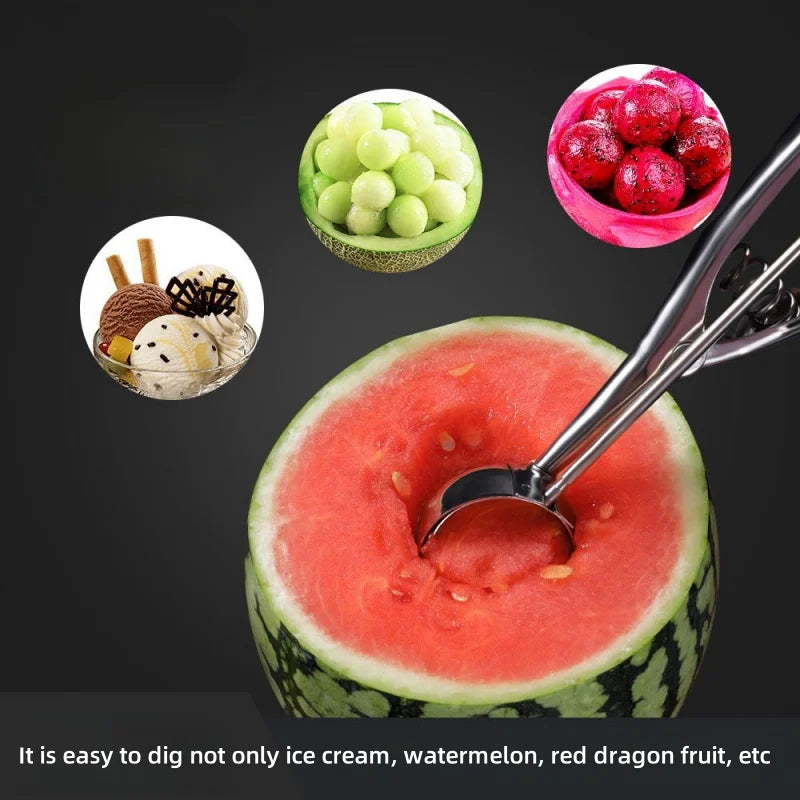1PC Stainless Steel Ice Cream Scoop Cookie Dough Spoon Fruit Potato Digging Ball Spring Handle Ice Tray Mold Kitchen Accessories