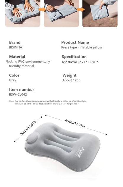 BISINNA Camping Inflatable Pillow Portable Ultralight Travel Hiking Air Sleeping Pillow for Neck and Lumbar Support
