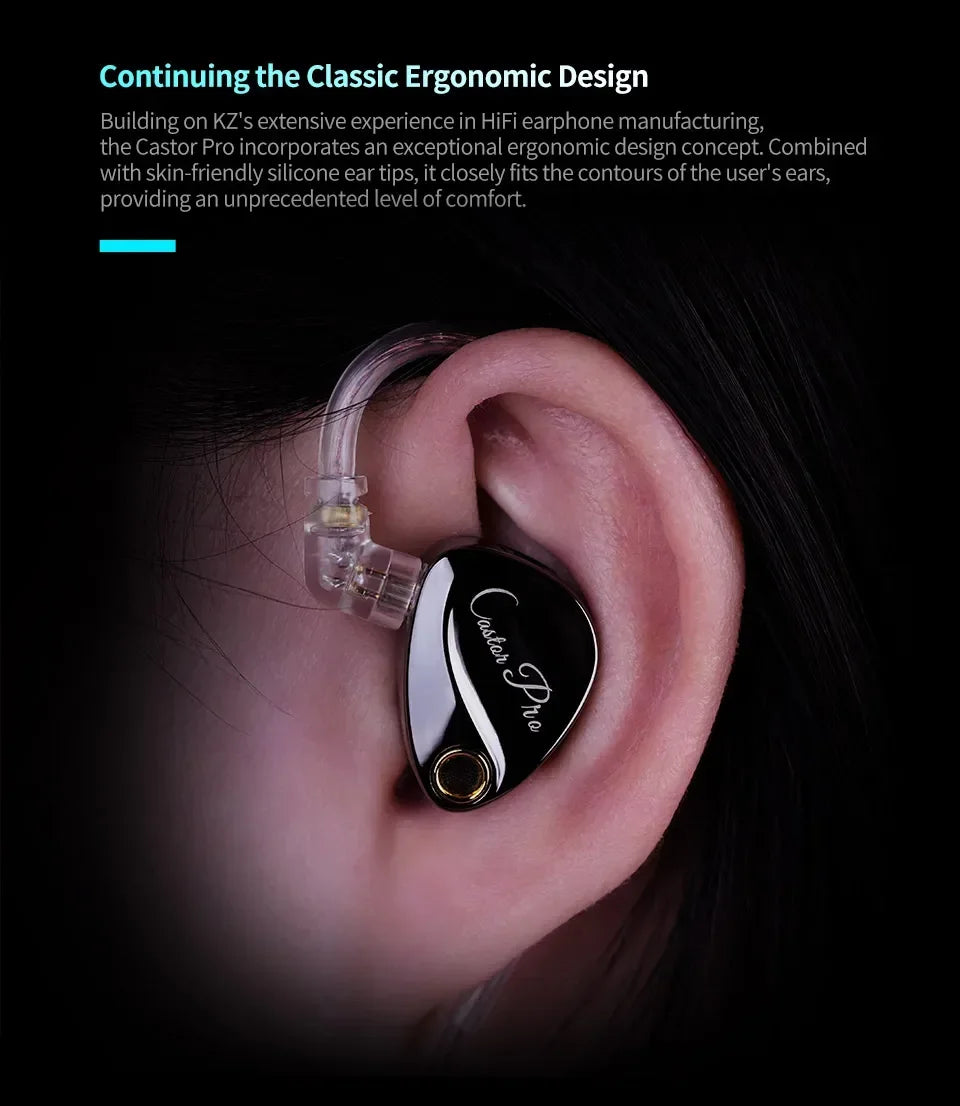 KZ Castor PRO in Ear Earphone HiFi Bass Dynamic Earbuds High-end Tunable Headphone Harman Target with Improved Bass Headsets RELUX.STORE