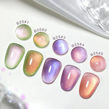 1/6PCS SS25 Cat Eye Gel Polish w/Glass Beads & Crystal, 5 Colors Salon DIY Nail Supplies Kit for Pro Nails Manicure RELUX.STORE