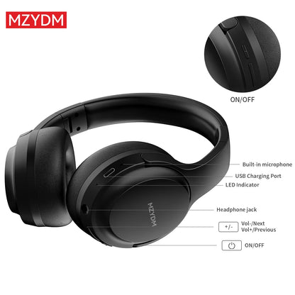MZYDM DJ16 Foldable Wireless Headphones, Bluetooth Stereo Earphones Super Bass With Mic Noise Cancelling Headset For Iphone PC