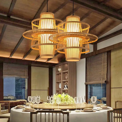 Neo-Chinese Style Handmade Bamboo Chandeliers-Modern Retro Lighting for  Restaurants Hot Pot Tea Rooms B&Bs