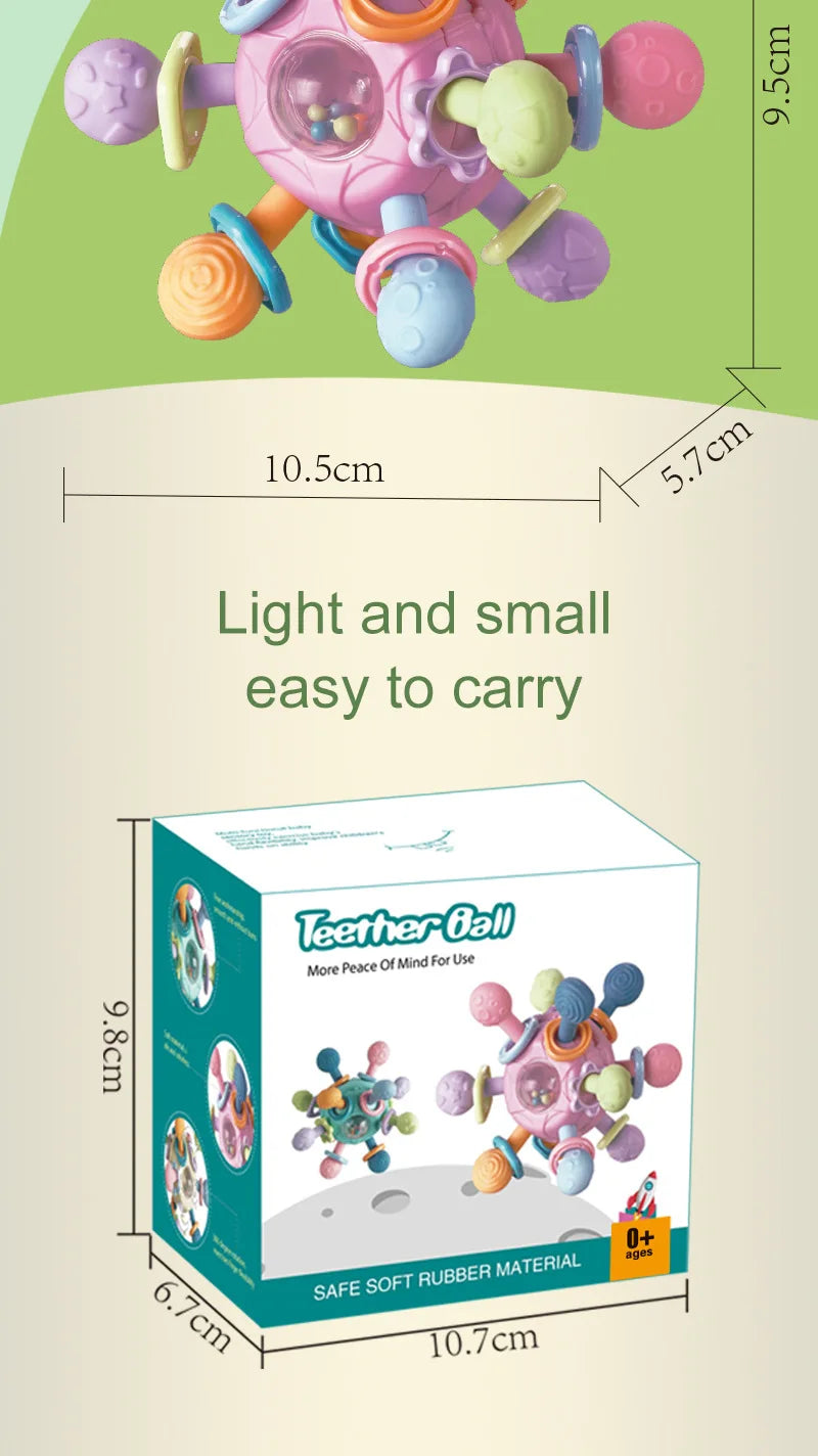Baby Toys 0 12 Months Rotating Rattle Ball Grasping Activity Baby Development Toy Silicone Teether Baby Sensory Toys for Babies - RELUX.STORE