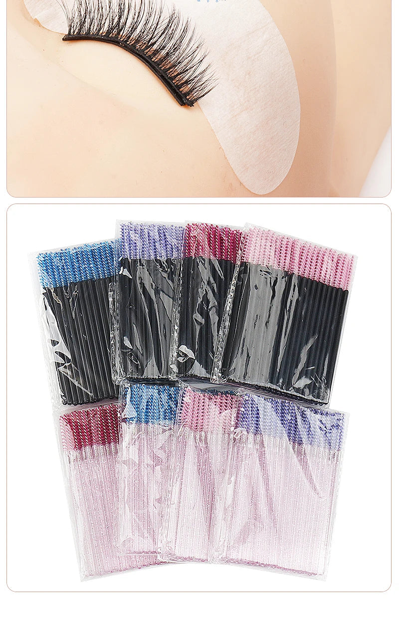 NEW 50Pcs Makeup Eyelash Brushes Disposable Crystal Eyebrow brush Diamond Handle Mascara Wand Applicator Lashes Extension Tools RELUX.STORE