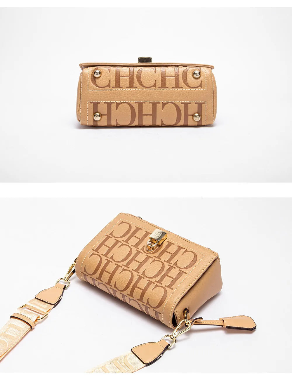 Fashion Design Model Metal Accessories Buckle Women's Shoulder Bag Luxury Brand 2025 Fashion Solid Colour Printed Head Bag RELUX.STORE