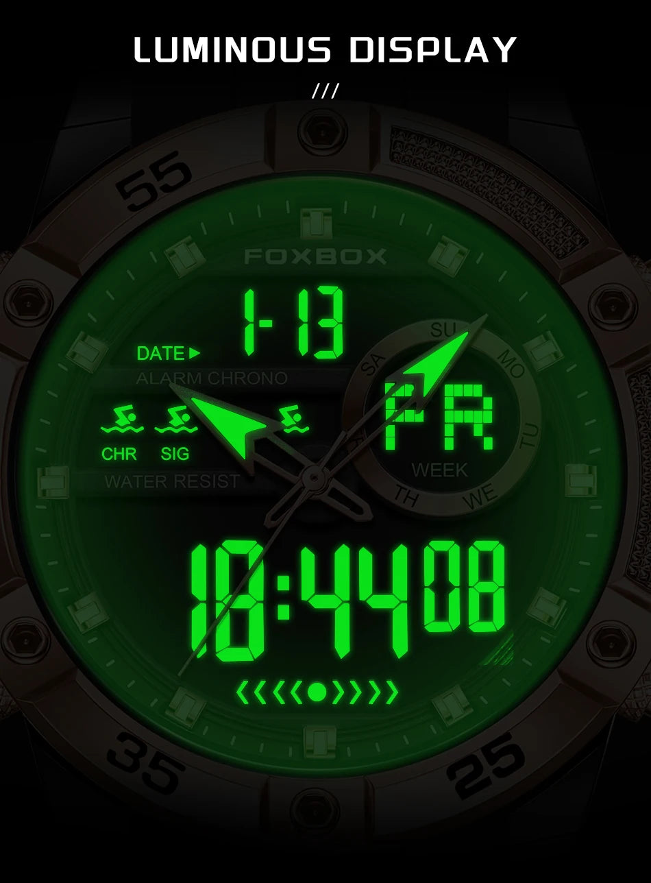 New Original FOXOBOX Brand Luxury Men Watch Military Analog Digital Watches For Men Fashion Sport Waterproof Quartz Chronograph