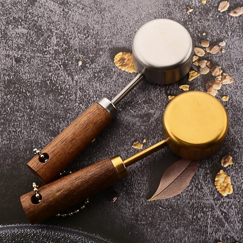 Gold Wooden Handle Stainless Steel Measuring Cups Spoons Baking Tools Coffee Measuring Spoon Set Bartending Scale Accessories