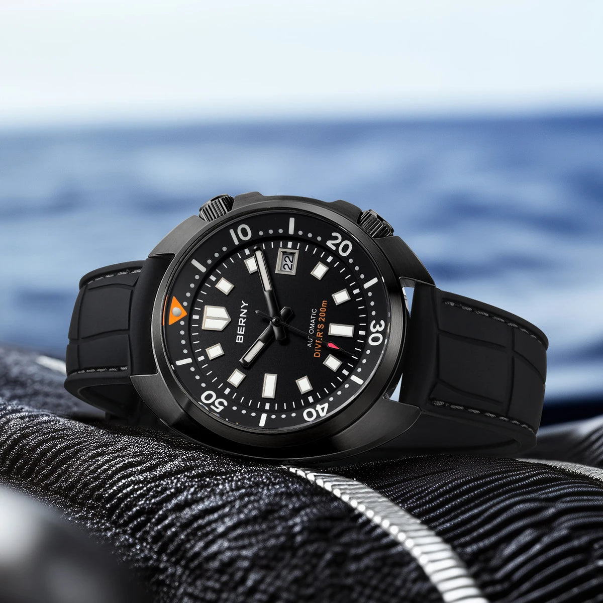 BERNY 20ATM Diver Watch For Men Mechanical Black Dial Original Design Top Automatic Sapphire Luxury Diving Luminous Men Watch