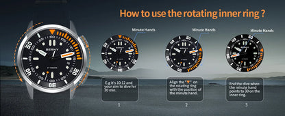 BERNY 20Bar Diver Men Mechanical Watch Miyota 8215 Super Luminous Sapphire Swiming Automatic Self Wind Silicone Men Wristwatch