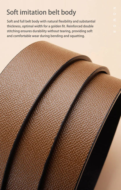 The new buckle toothless automatic buckle belt men's casual style business all-match waist belt personality youth trendy pants RELUX.STORE