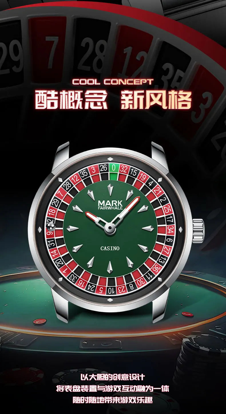 High Quality Mark Fairwhale Mens Wristwatch Fashion Unique Rotating  Roulette Dial Waterproof Quartz Man Watche Dropshipping ﻿