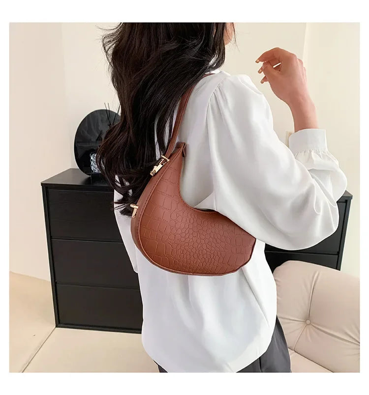 Fashion Luxury Design PU Leather Shoulder Bag Women Small Clutch Handbag Purse Female Underarm Bag Travel Totes shoulder bag RELUX.STORE