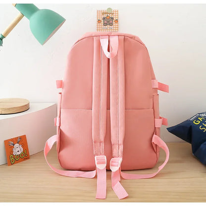 Five-Piece Set Large Capacity Fashionable Double Shoulder Backpack for Junior And High School Girls Primary School Students