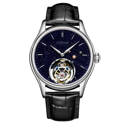 AESOP Mens Luxury Real Flying Tourbillon Mechanical Sapphire Waterproof Watch Skeleton Watches for Men Wristwatches Male 2025 A