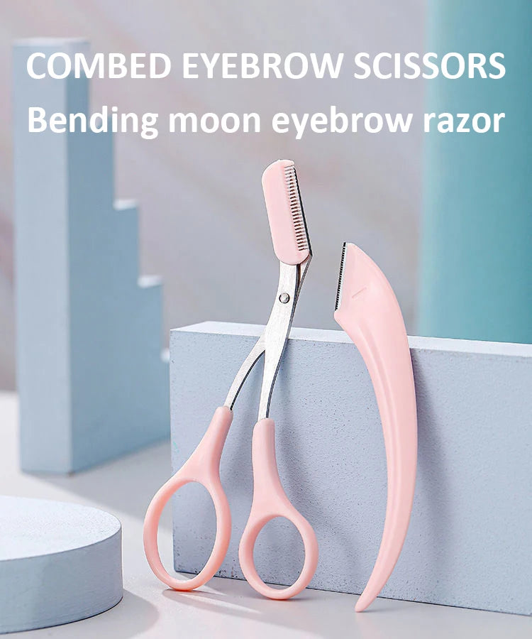 Eyebrow Trimming Knife Face Razor For Women Professional Eyebrow Scissors With Comb Brow Trimmer Scraper Accessories